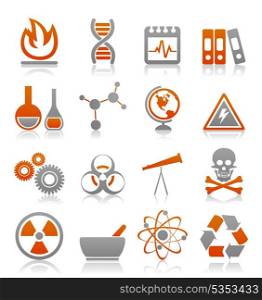 Icons on a science theme. A vector illustration