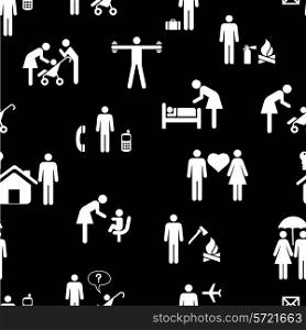 Icons - People, seamless wallpaper, vector illustration