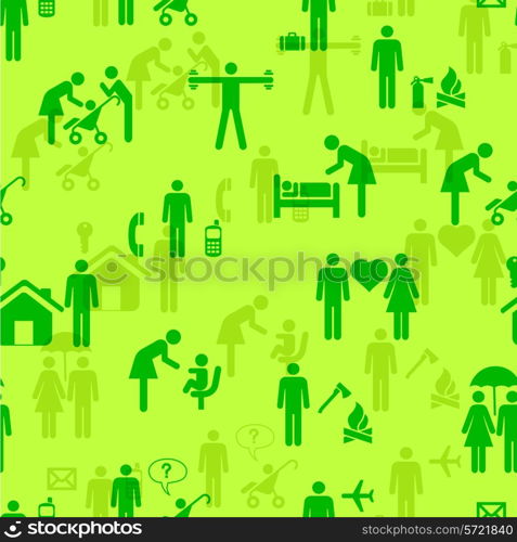 Icons - People, seamless wallpaper, vector illustration