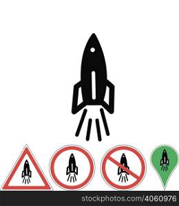icons rocket pointers on white background. rocket