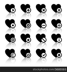 Icons set - black hearts