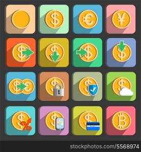 Icons set for electronic payments and transactions UI design in gold isolated vector illustration