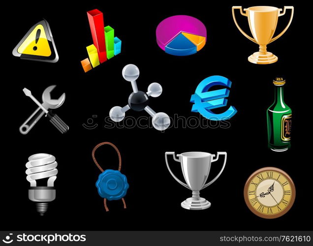 Icons set for web and internet design in glossy style