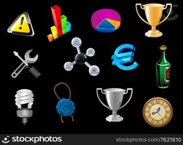 Icons set for web and internet design in glossy style