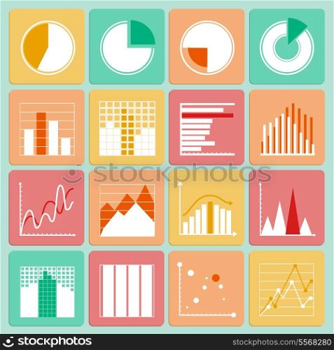 Icons set of business presentation charts graphs and infographic elements isolated vector illustration