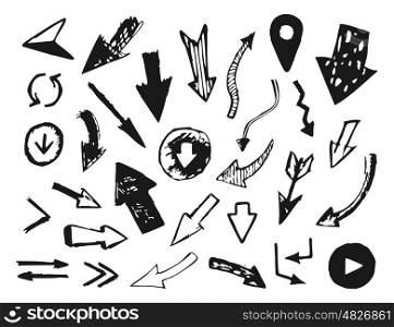 Icons set of hand draw style hand. Vector illustration