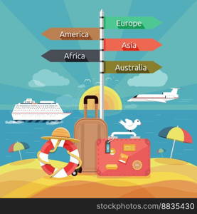 Icons set of traveling and planning a summer vector image