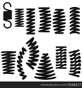 Icons Springs Silhouettes Collection Isolated on White Background.. Springs