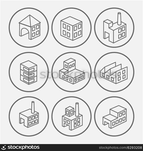 Icons with industrial plants in the White