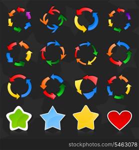 Icons3. Set of icons of arrows on a black background. A vector illustration