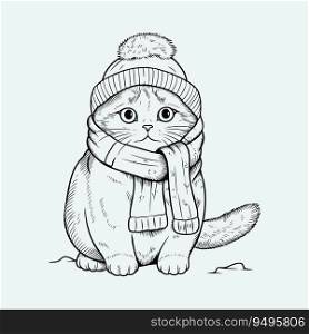 Icy Cat, A Feline in a Winter Landscape