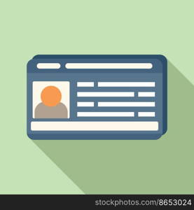 Id card icon flat vector. Name identity. Office access. Id card icon flat vector. Name identity