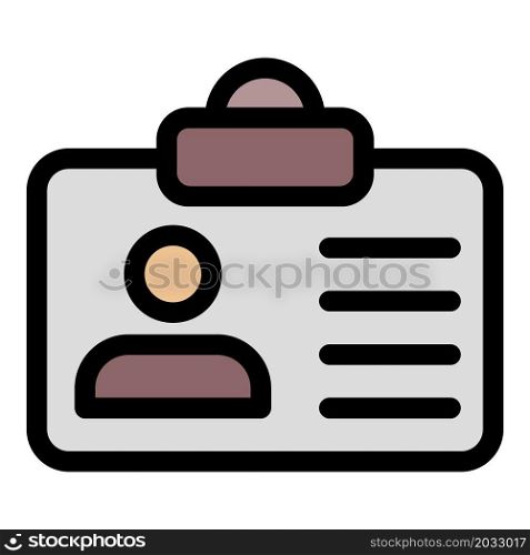 Id card icon. Outline id card vector icon color flat isolated. Id card icon color outline vector