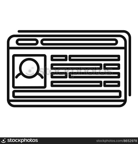 Id card icon outline vector. Name identity. Office access. Id card icon outline vector. Name identity