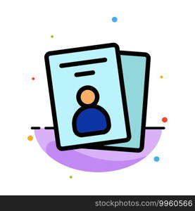 Id, Card, ID Card, Pass Abstract Flat Color Icon Template