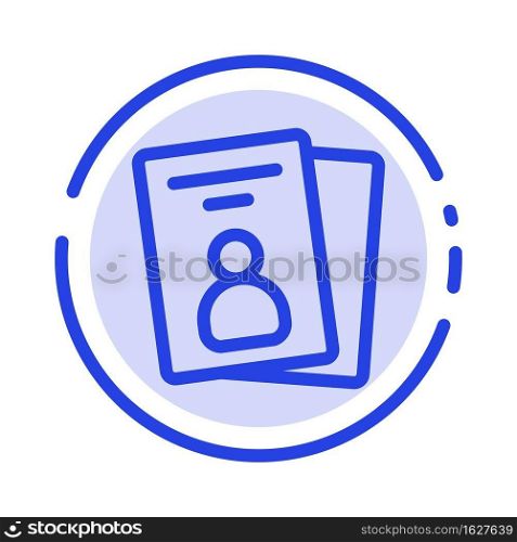 Id, Card, ID Card, Pass Blue Dotted Line Line Icon