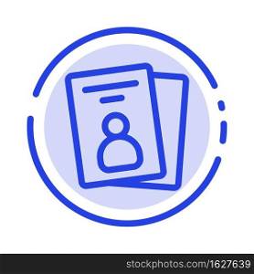 Id, Card, ID Card, Pass Blue Dotted Line Line Icon