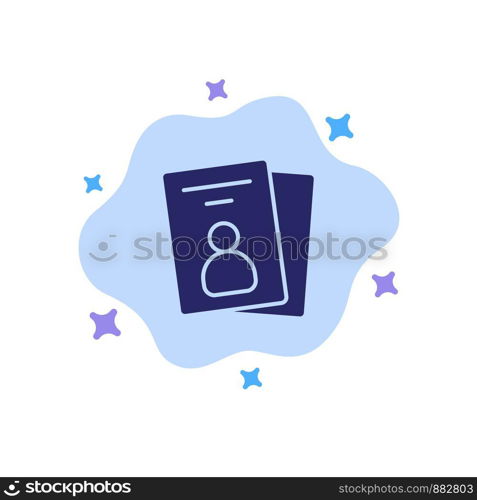 Id, Card, ID Card, Pass Blue Icon on Abstract Cloud Background