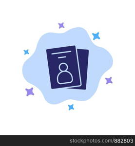 Id, Card, ID Card, Pass Blue Icon on Abstract Cloud Background