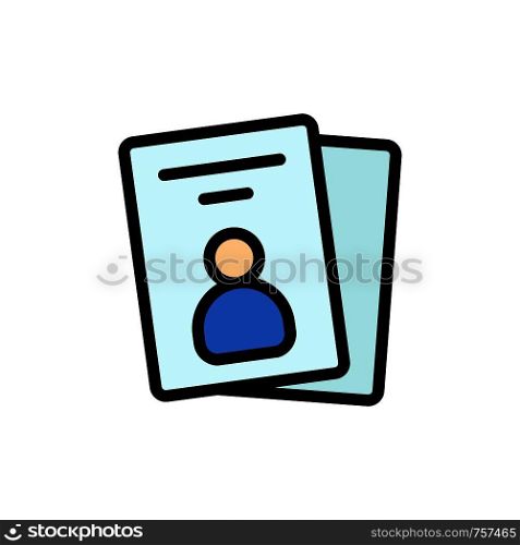 Id, Card, ID Card, Pass Flat Color Icon. Vector icon banner Template