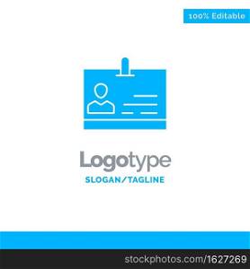 Id, Card, Identity, Badge Blue Solid Logo Template. Place for Tagline