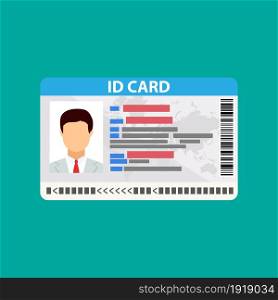 Id card. identity card, national id card, id card with electronic chip. vector illustration in flat design. Id card. identity card,