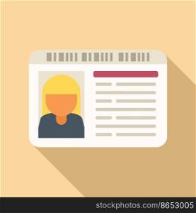 Id card staff icon flat vector. Business pass. Corporate layout. Id card staff icon flat vector. Business pass