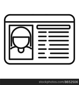 Id card staff icon outline vector. Business pass. Corporate layout. Id card staff icon outline vector. Business pass