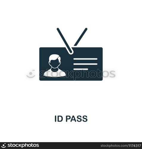 Id Pass icon. Monochrome style design from internet security collection. UI. Pixel perfect simple pictogram id pass icon. Web design, apps, software, print usage.. Id Pass icon. Monochrome style design from internet security icon collection. UI. Pixel perfect simple pictogram id pass icon. Web design, apps, software, print usage.