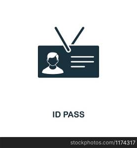 Id Pass icon. Monochrome style design from internet security collection. UI. Pixel perfect simple pictogram id pass icon. Web design, apps, software, print usage.. Id Pass icon. Monochrome style design from internet security icon collection. UI. Pixel perfect simple pictogram id pass icon. Web design, apps, software, print usage.