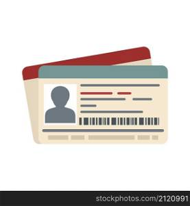 Id passport card icon. Flat illustration of id passport card vector icon isolated on white background. Id passport card icon flat isolated vector