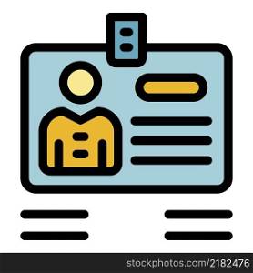 Id recruiter card icon. Outline id recruiter card vector icon color flat isolated. Id recruiter card icon color outline vector