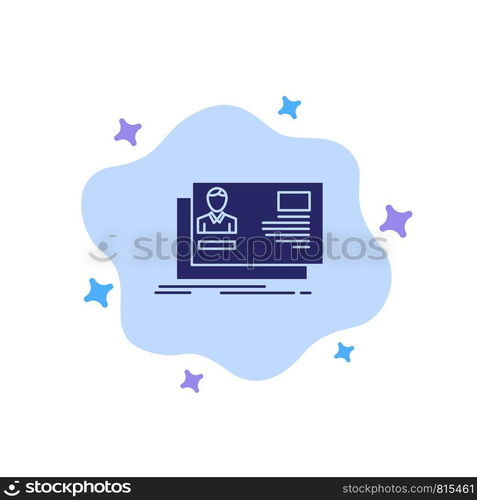 Id, User, Identity, Card, Invitation Blue Icon on Abstract Cloud Background