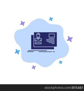 Id, User, Identity, Card, Invitation Blue Icon on Abstract Cloud Background