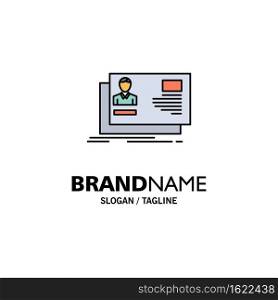Id, User, Identity, Card, Invitation Business Logo Template. Flat Color