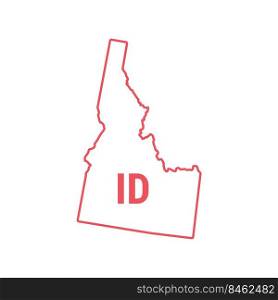 Idaho US state map red outline border. Vector illustration isolated on white. Two-letter state abbreviation.. Idaho US state map red outline border. Vector illustration. Two-letter state abbreviation