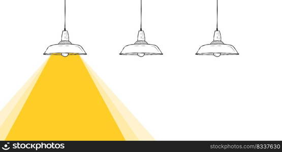 Idea and creativity concept. Hand-drawn l&s with a beam of light. Vector illustration