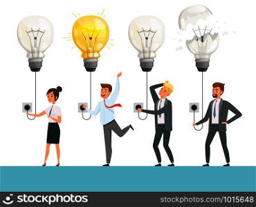 Idea bulb concept. Business startup picture smart professional team light lamp vector illustration. Idea of bulb lamp, team try innovation. Idea bulb concept. Business startup picture smart professional team light lamp vector illustration