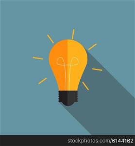 Idea Bulb Flat Icon with Long Shadow, Vector Illustration EPS10