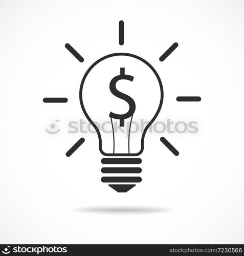 idea bulb with dollar sign vector icon, money creative symbol