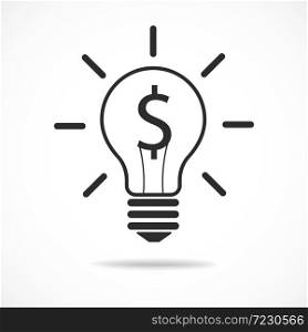 idea bulb with dollar sign vector icon, money creative symbol