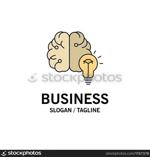 idea, business, brain, mind, bulb Flat Color Icon Vector