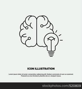 idea, business, brain, mind, bulb Icon. Line vector gray symbol for UI and UX, website or mobile application. Vector EPS10 Abstract Template background