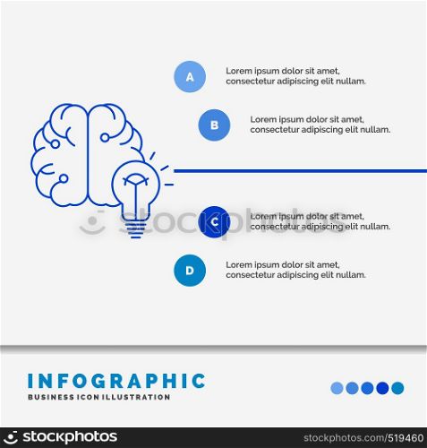 idea, business, brain, mind, bulb Infographics Template for Website and Presentation. Line Blue icon infographic style vector illustration. Vector EPS10 Abstract Template background