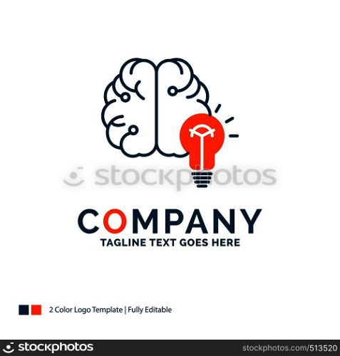 idea, business, brain, mind, bulb Logo Design. Blue and Orange Brand Name Design. Place for Tagline. Business Logo template.