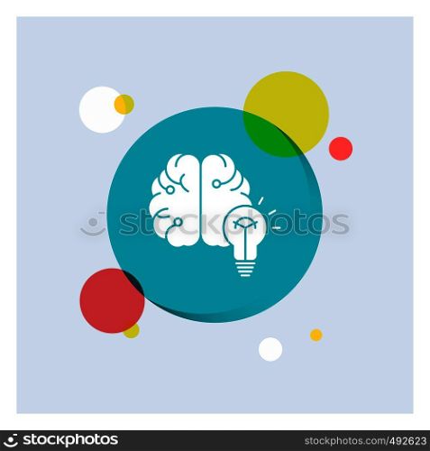 idea, business, brain, mind, bulb White Glyph Icon colorful Circle Background. Vector EPS10 Abstract Template background