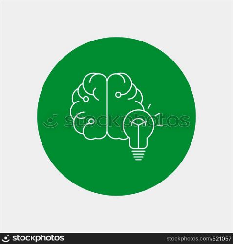 idea, business, brain, mind, bulb White Line Icon in Circle background. vector icon illustration. Vector EPS10 Abstract Template background
