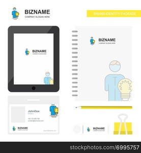 Idea Business Logo, Tab App, Diary PVC Employee Card and USB Brand Stationary Package Design Vector Template