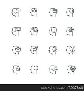 Idea, business strategy and management line thin vector icons. Idea, business strategy and management line thin vector icons. Business development analysis, management and analytic business illustration