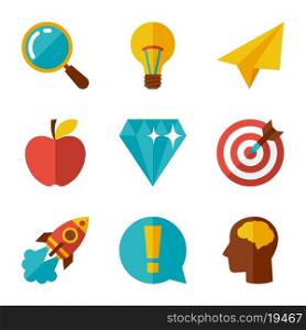 Idea concept icons in flat design style.